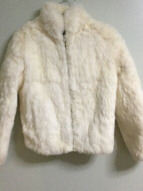 Girl’s Size 14 Niki White Rabbit Fur Jacket, NWOT